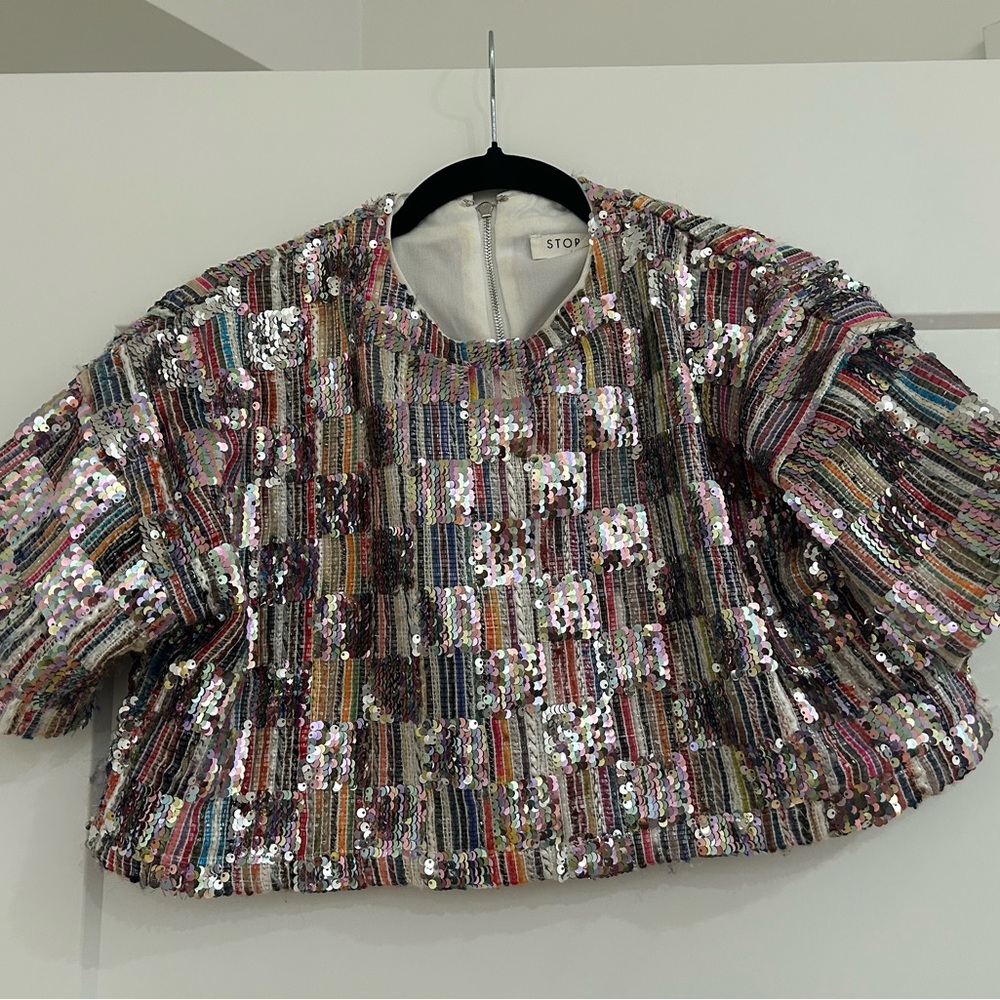 Storia Multicolor Sequin Crop Top